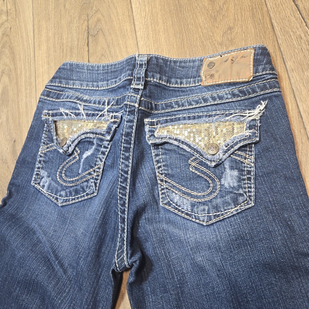 Silver Suki Surplus‎ Bootcut Sequin Distressed Denim Jeans Womens 28x32